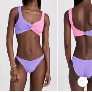 Hunza G Pink and Purple Bikini Swimwear